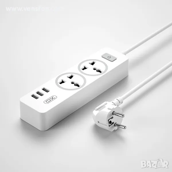 Разклонител XO, 2 Sockets + 3 USB, WL04 /бял/, снимка 1