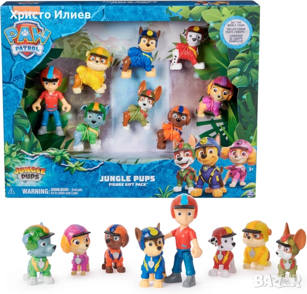 Комплект фигурки Spin Master Paw Patrol Jungle Pups кученца 8 броя, снимка 1