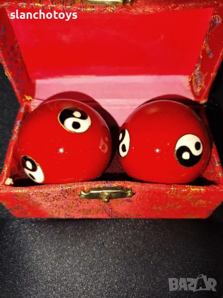 Baoding топки,47мм,звънтящи/хармонични топки. За релакс Yin and Yang / Ин и Ян / седеф,емайл, Метал , снимка 1