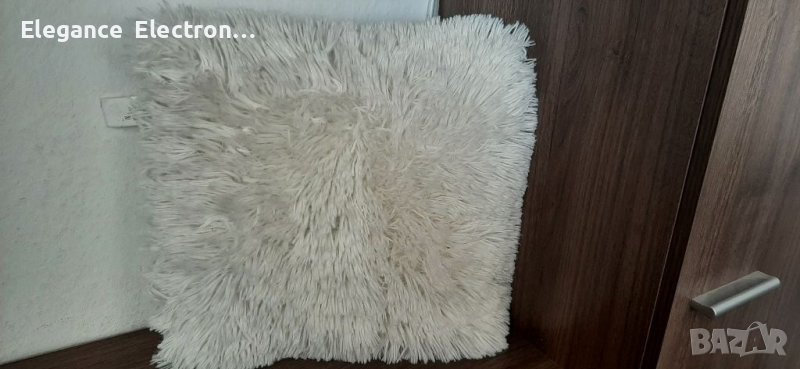 Възглавница с пухкава козина, квадратна форма, за хол, спалня, естествен цвят, 40x40 см, снимка 1