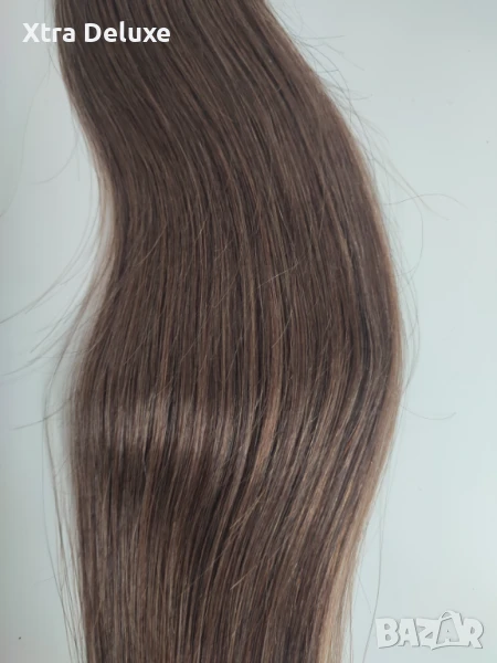 100% естествена коса за удължаване/екстеншъни - кестеняво/светло кафяво, снимка 1