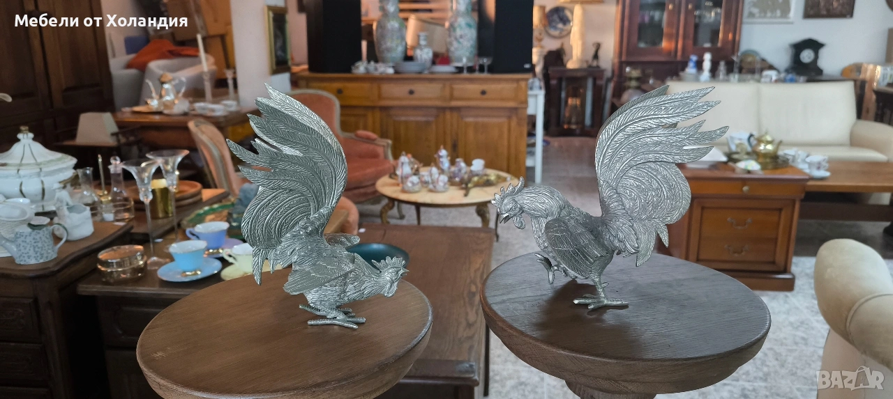 Двойка петли от посребрен калай, снимка 1