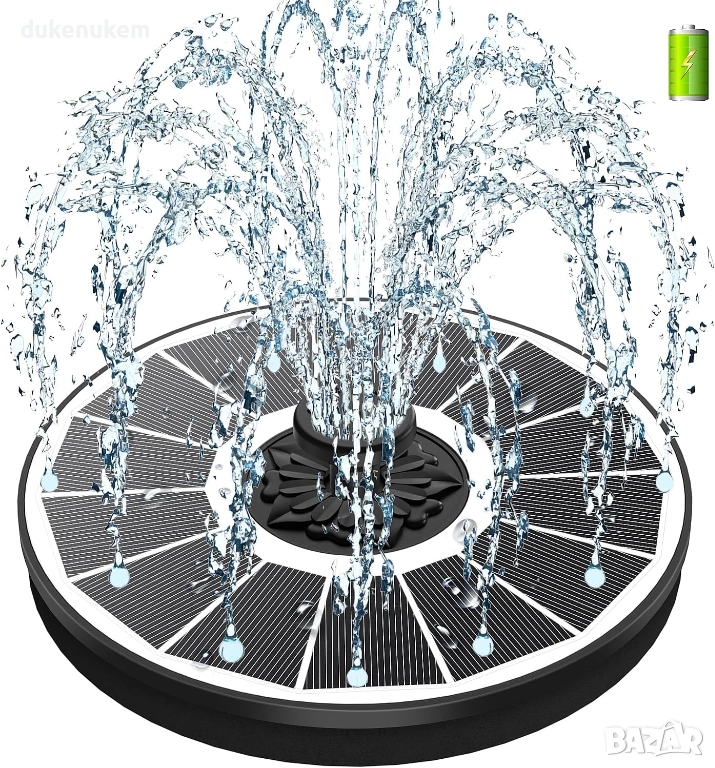 Соларен фонтан 3.5W с батерия 2000 mAh – 2025 ъпгрейд модел, снимка 1