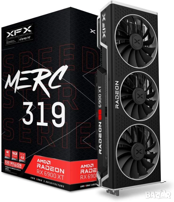 НОВА! Гейминг Видеокарта НXFX Radeon RX 6900 XT 16GB GDDR6 RX-69XTACSD9 Мощна и Тиха, Геймърска!, снимка 1