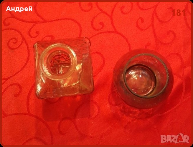 Две стъклени вазички с интересни инкрустации, снимка 1