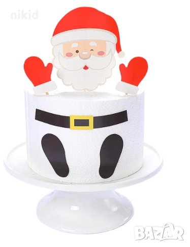 Дядо Коледа топери картонена украса декорация за торта, снимка 1