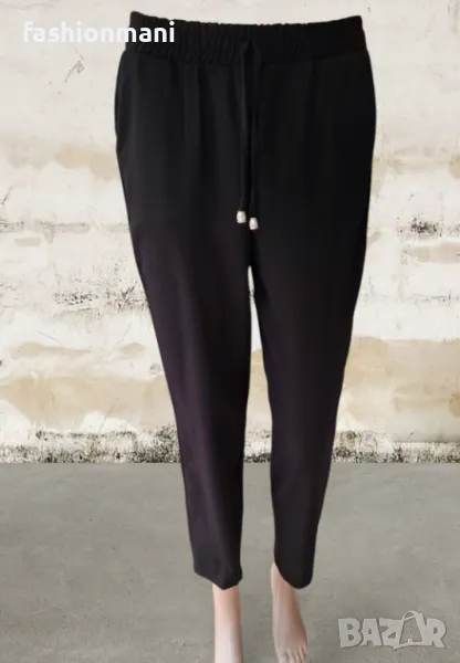 Дамски черен панталон с джобове - код 1150, снимка 1