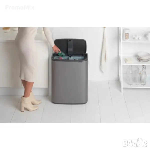 Двоен Кош за смет Brabantia 221521 BO Touch Bin 2х30литра кош за отпадъци разделно събиране, снимка 1