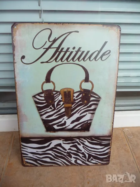 Метална табела мода Дамска чанта модерна леопард зебра кожа чанти магазин, снимка 1