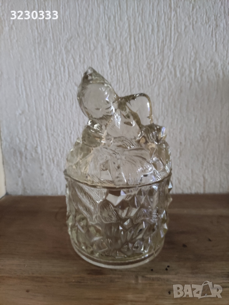 Стъклена бонбониера захарница, снимка 1
