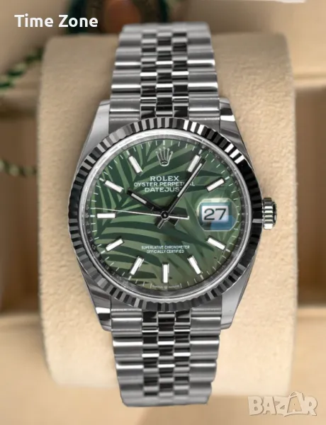 Rolex Datejust 36mm Steel Olive Green Palm Motif Automatic Дамски Различни Варианти, снимка 1