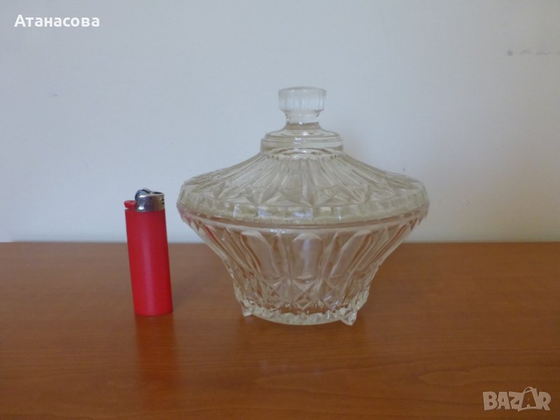 Ретро стъклена захарница бонбониера 1930 г, снимка 1