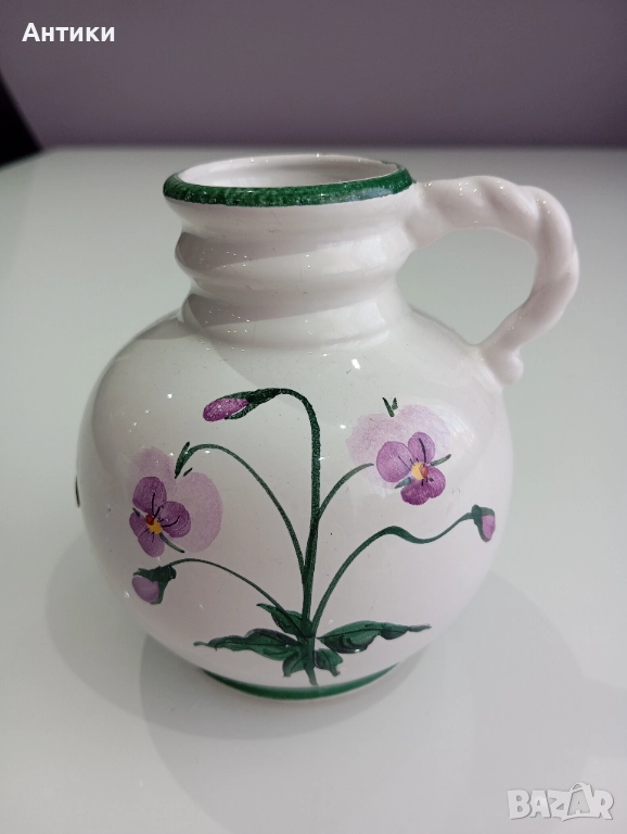 Стара керамична кана ръчно изработена , снимка 1