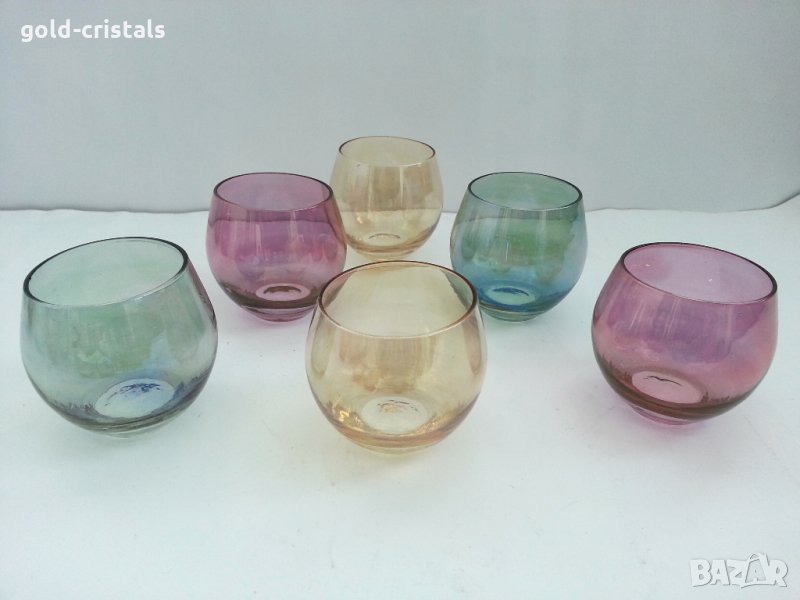 антикварни чаши цветно стъкло, снимка 1