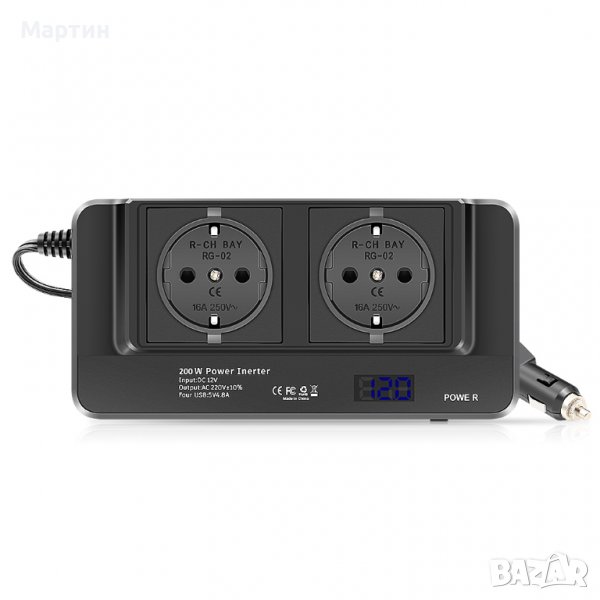 Инвертор за кола 200W 12V към 220V + 4 * USB, снимка 1