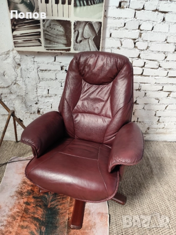 Hjort Knudsen кожен релакс стол, снимка 3 - Дивани и мека мебел - 51946613