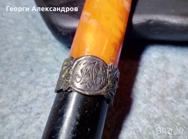 Старинно Царско Руско КЕХЛИБАРЕНО ЦИГАРЕ Кехлибар със СРЕБЪРЕН Обков, снимка 3 - Антикварни и старинни предмети - 48938268