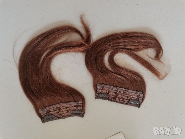 2бр.Нови  кестеняви треси от естествена човешка коса 9см / 25 см- мод.3, снимка 3 - Аксесоари за коса - 37289632