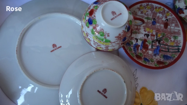 Стар японски костен порцелан тип "яйчена черупка". , снимка 14 - Сервизи - 52448477