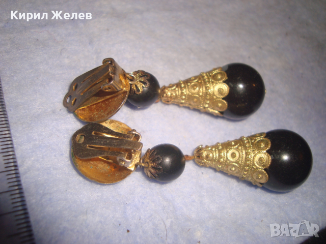 СТАРИ СТИЛНИ ВИНТИЖ МЕСИНГОВИ ПОЗЛАТЕНИ ВЕЧЕРНИ АРТ ОБЕЦИ КЛИПС 4120, снимка 6 - Антикварни и старинни предмети - 36512249