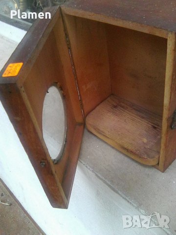 Стара дървена пирографирана българска кутия за механичен настоленчасовник будилник, снимка 2 - Други ценни предмети - 37870195