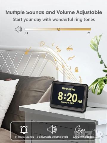 ROCAM часовник за деменция за възрастни хора, голям дисплей, дигитален календар, снимка 7 - Други - 54090780