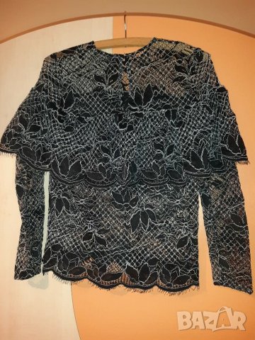 Дантелена блуза на ZARA, снимка 2 - Блузи с дълъг ръкав и пуловери - 30531441