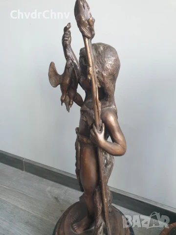 Moreau статуетки 76см-40кг/2бр чифт стари големи бронзови скулптури/фигура на ловец-рибар, снимка 5 - Антикварни и старинни предмети - 51324590