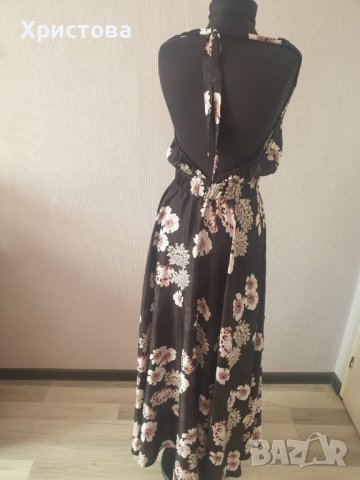 Ефирна дълга рокля на цветя с гол гръб - 45,00лв., снимка 3 - Рокли - 33972951