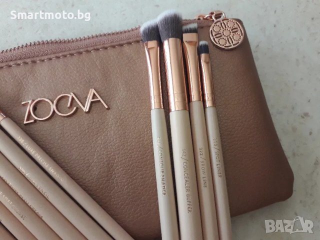 028 нов сет четки за грим Зоева 12бр с чантичка розово Zoeva brush set, снимка 1