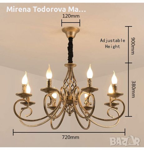Ретро полилей Античен бронзов полилей Американски провинциален полилей, снимка 3 - Лампи за таван - 38383562