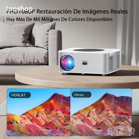НОВ, ПЕРФЕКТЕН проектор【Android TV】Horlat 4K с поддръжка на 6G WiFi Bluetooth, 28000 лумена, 300"..., снимка 3 - Плейъри, домашно кино, прожектори - 50623774
