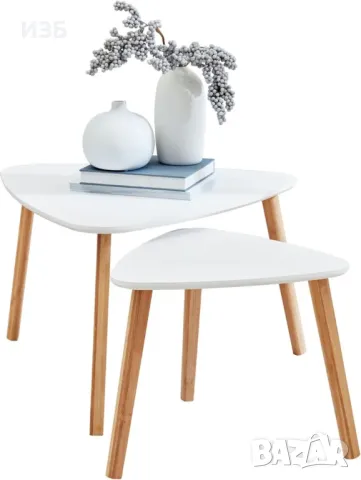 комплект от 2 бр.помощни маси. С крака от масивен бамбукРазмери: 35 x 42 x 40 cm и 40 x 64 x 60 cm