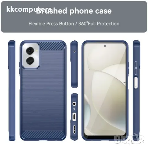 Motorola Moto G Power 2024 Удароустойчив Carbon Fiber Калъф и Протектор, снимка 3 - Калъфи, кейсове - 49989226