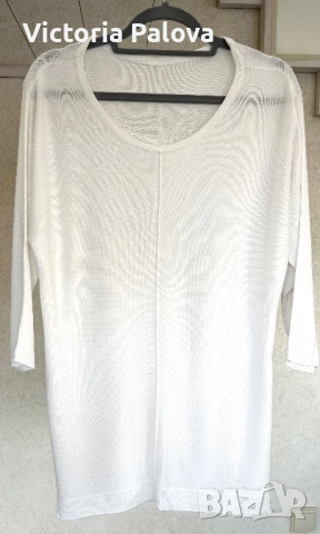 Стилна блуза-пуловер паднало рамо, снимка 4 - Блузи с дълъг ръкав и пуловери - 54259509