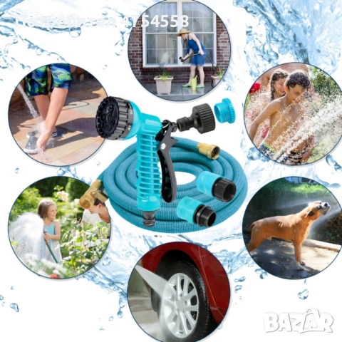 Гъвкав градински маркуч с медни накрайници - без заплитане и прегъване, снимка 2 - Напояване - 53914563