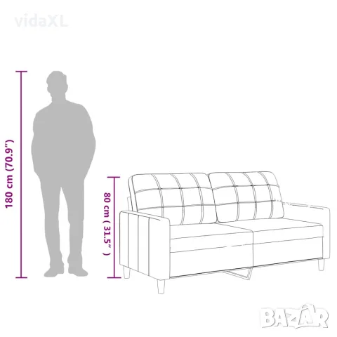 vidaXL 2-местен диван, черен, 140 см, изкуствена кожа, снимка 9 - Дивани и мека мебел - 56147300