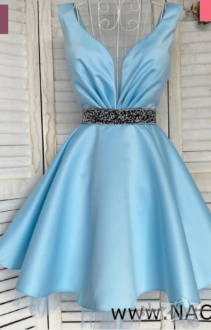 Светло синя къса рокля , снимка 1