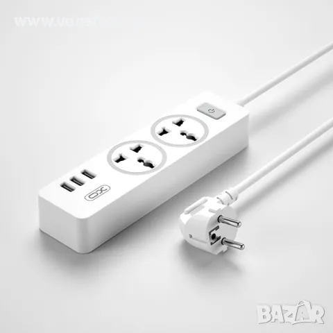Разклонител XO, 2 Sockets + 3 USB, WL04 /бял/