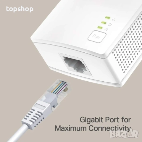 Чисто нов запечатан в целофан Powerline адаптер TP-Link TL-PA7017 KIT AV1000, 1000 Mbps, до 300м ..., снимка 6 - Кабели и адаптери - 53877154