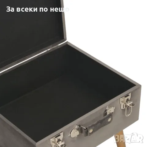 Табуретка за съхранение, 40 см, сива, кадифе Код P85, снимка 4 - Дивани и мека мебел - 49307251