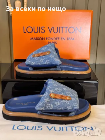 Louis Vuitton Дамски Сини Чехли Луис Витон Код E367, снимка 3 - Чехли - 50421943