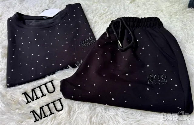 памучни дамски комплекти с камъни miu miu , снимка 2 - Спортни екипи - 50342160