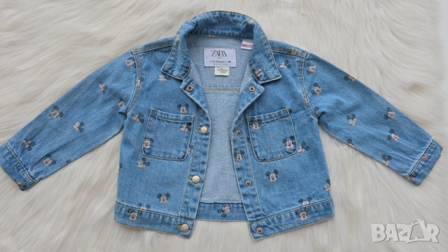 Детско дънково яке ZARA Мики Маус 12-18 месеца, снимка 6 - Бебешки якета и елеци - 52489602