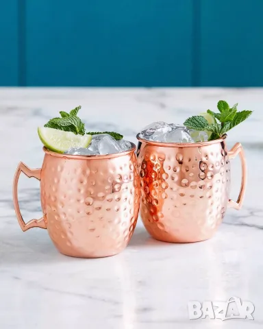 Нови медни чаши с дръжки, 100% истински мед, Moscow Mule Mugs, 2 броя в цената!