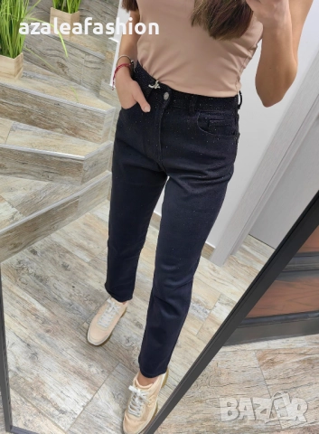 Дамски дънки мом фит с камъни, снимка 3 - Дънки - 52671422