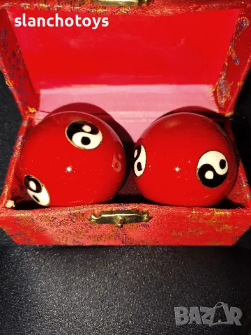 Baoding топки,47мм,звънтящи/хармонични топки. За релакс Yin and Yang / Ин и Ян / седеф,емайл, Метал 
