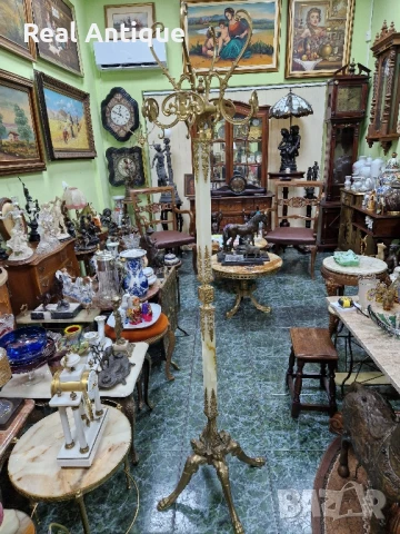 Уникална антикварна френска подова закачалка от бронз и оникс , снимка 3 - Закачалки - 50892805