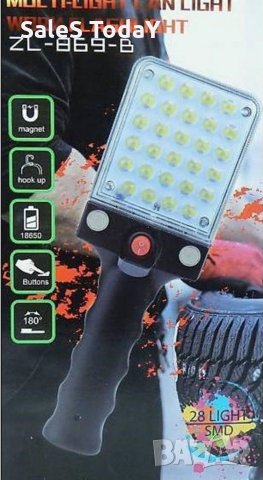 Акумулаторна работна LED лампа Zl-869-b, сгъваема, 28 LED диода, снимка 2 - Друга електроника - 29469200