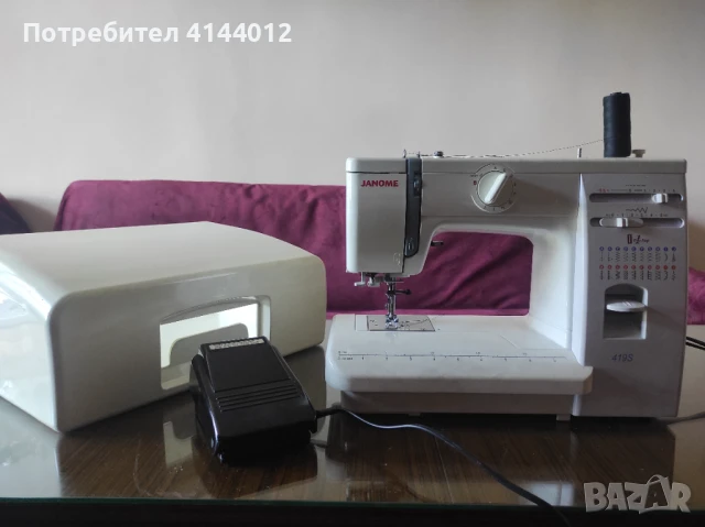 Електромеханична шевна машина JANOME 419S, 19 програми, 860 Imp/Min, 60W, бяло/лилаво, снимка 2 - Друга електроника - 50686132